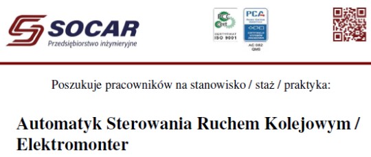 Oferta pracy automatyk srk